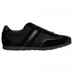 Hugo Boss Mens Stiven Black  Suede & Nylon Lace Up Sneakers Shoes