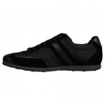Hugo Boss Mens Stiven Black  Suede & Nylon Lace Up Sneakers Shoes