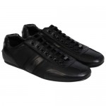 Hugo Boss Mens Thatoz Black  Leather & Nylon Lace Up Sneakers Shoes