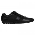Hugo Boss Mens Thatoz Black  Leather & Nylon Lace Up Sneakers Shoes