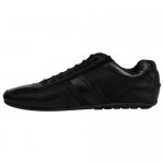 Hugo Boss Mens Thatoz Black  Leather & Nylon Lace Up Sneakers Shoes