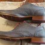 Mens Cole Haan Grey Wingtips Size 11M Nike Air Soles Red Laces Worn 3x