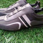 Mens Hugo Boss Space Up Slip On Dark Grey Leather Shoes -Size 10-NWT Retail $150