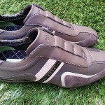 Mens Hugo Boss Space Up Slip On Dark Grey Leather Shoes -Size 10-NWT Retail $150