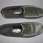 COLE HAAN COMFORTABLE –  black leather fur lined slipper shoes  SZ 11M