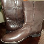 $425 new HUGO BOSS orang motorcycle boots mismate L 11M R 12M BROWN
