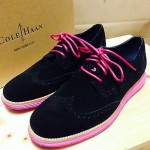 Cole Haan Unique PINK Black NEW Lunargrand Retail $248 Suede Wing Tip Shoes 9.5