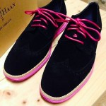 Cole Haan Unique PINK Black NEW Lunargrand Retail $248 Suede Wing Tip Shoes 9.5