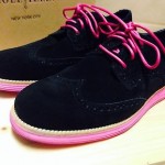 Cole Haan Unique PINK Black NEW Lunargrand Retail $248 Suede Wing Tip Shoes 9.5