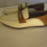 Mens Cole Haan 10 M White Brown Leather Driving Loafers Moccasin