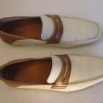 Mens Cole Haan 10 M White Brown Leather Driving Loafers Moccasin