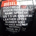 Diesel Spencer Black Sneakers Running Shoes Mens 7.5 US 6.5 UK 40 EU