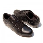 $245 HUGO BOSS Leather Black Mens Fashion Sneakers 12 45 Trainers Kicks 12 .5