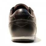 $245 HUGO BOSS Leather Black Mens Fashion Sneakers 12 45 Trainers Kicks 12 .5