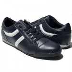 $275 Hugo Boss Leather Fashion Sneakers Navy Blue Mens 13 46 Shoes 12.5 47 Kicks