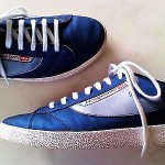 DIESEL Men’s Eagle Size 9.5M Blue/Silver Gray Lace-up Fashion Sneakers