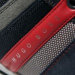 $225 Hugo Boss Navy Blue Fashion Sneakers 10 43 Mens Kicks Tennis Shoes 9 .5