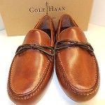 NEW COLE HAAN AIR GRANT PAPAYA LEATHER TIE DRIVING MOCS WITH NIKE AIR- MSRP$148