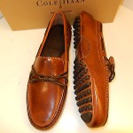 NEW COLE HAAN AIR GRANT PAPAYA LEATHER TIE DRIVING MOCS WITH NIKE AIR- MSRP$148