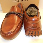 NEW COLE HAAN AIR GRANT PAPAYA LEATHER TIE DRIVING MOCS WITH NIKE AIR- MSRP$148