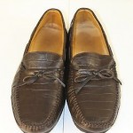 COLE HAAN CROC CROCODILE EMBOSSED BROWN LEATHER DRIVING LOAFERS SIZE 10.5
