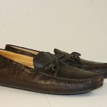 COLE HAAN CROC CROCODILE EMBOSSED BROWN LEATHER DRIVING LOAFERS SIZE 10.5