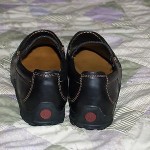Cole Haan black leather loafers, driving shoes, tan stitching – 9.5M