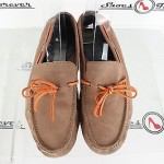 Mens COLE HAAN casual brown / orange leather boat shoes sz. 10 GREAT!