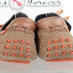 Mens COLE HAAN casual brown / orange leather boat shoes sz. 10 GREAT!