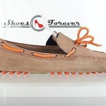 Mens COLE HAAN casual brown / orange leather boat shoes sz. 10 GREAT!