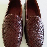 SZ  Shoe 10 1/2 D COLE HAAN Brown Woven Leather Loafer  Slip On