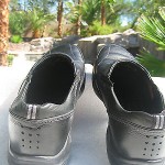 CLARKS WAVE Sz8.5W MEN’S BLACK LEATHER LOAFER SHOE w/1″ RUBBER SOLE