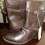 $425 new HUGO BOSS orang motorcycle boots mismate L 11M R 12M BROWN