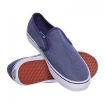 mens vans slip on shoes 10 skate, blue chambray denim NEW