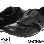 DIESEL men size 8.5 black leather shoes MATHEW ON sneakers Velcro closure NIB