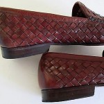 SZ  Shoe 10 1/2 D COLE HAAN Brown Woven Leather Loafer  Slip On