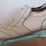 Mens sz 8.5 M offwhite leather slip on Diesel athletic driving mocs casual shoes