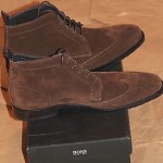 Brand New w Box Hugo Boss Clelior Suede Wingtip Ankle Boots for Men, Size US 9