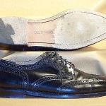 Men’s Cole Haan Black Leather w/Perforated Trim Wing-Tip Oxfords Size 9.5 D