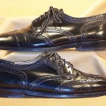 Men’s Cole Haan Black Leather w/Perforated Trim Wing-Tip Oxfords Size 9.5 D