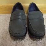 COLE HAAN AIR MONROE PENNY LOAFERS SZ 9.5 SLIP ON BLACK REFLECTIVE C11170