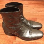 MEN’S DIESEL GUENO ANTHRACITE (GRAY) METALLIC LEATHER ANKLE BOOT, SZ 10.5 (EU44)