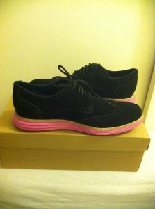 COLE HAAN LUNARGRAND WINGTIP NIKE BLACK/PINK SIZE 10 LUNARLON TECHNOLOGY BNDS