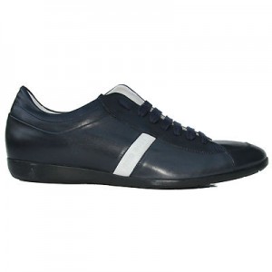 $330 Hugo Boss Black Label Leather Sneakers Navy Blue Mens 12 45 Walking 11.5 .5