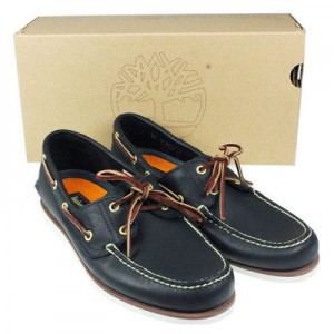MENS 74036 TIMBERLAND CLASSIC 2 EYE NAVY LEATHER BOAT LACE UP SHOES UK 12.5