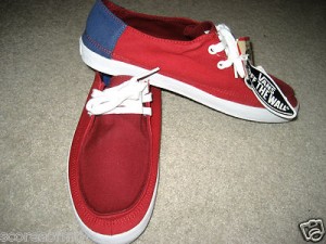 VANS SKATEBOARDING MENS RATA VULC TRI-TONE RED & BLUE SHOES SIZE 9 FREE SHIP NR