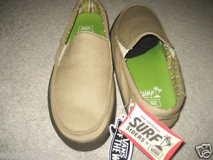 VANS SKATEBOARDING MENS BALI KHAKI LEAF GREEN SLIP ON SHOES SIZE 10 FREE SHIP NR