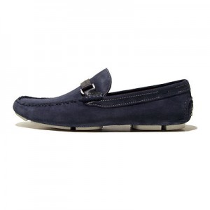 $245 HUGO BOSS Navy Blue Drivers Loafers Shoes 12 45 Mens Casual Moccasins 45.5