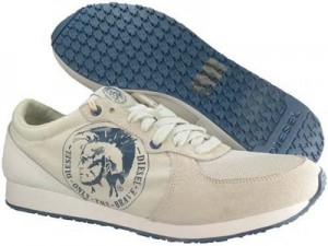 New $95 DIESEL A-Head Men  Shoes Size US 10.5 EU 44  Vaporous Grey / White
