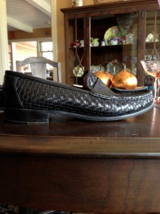 COLE HAAN  Black Woven Leather Slipons/ Penny Loafers  Men’s Shoes